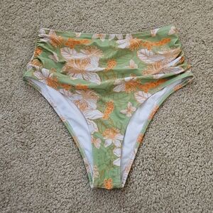 Cupshe Women's Size Medium M Floral High-Waisted Swimsuit Bikini Bottom